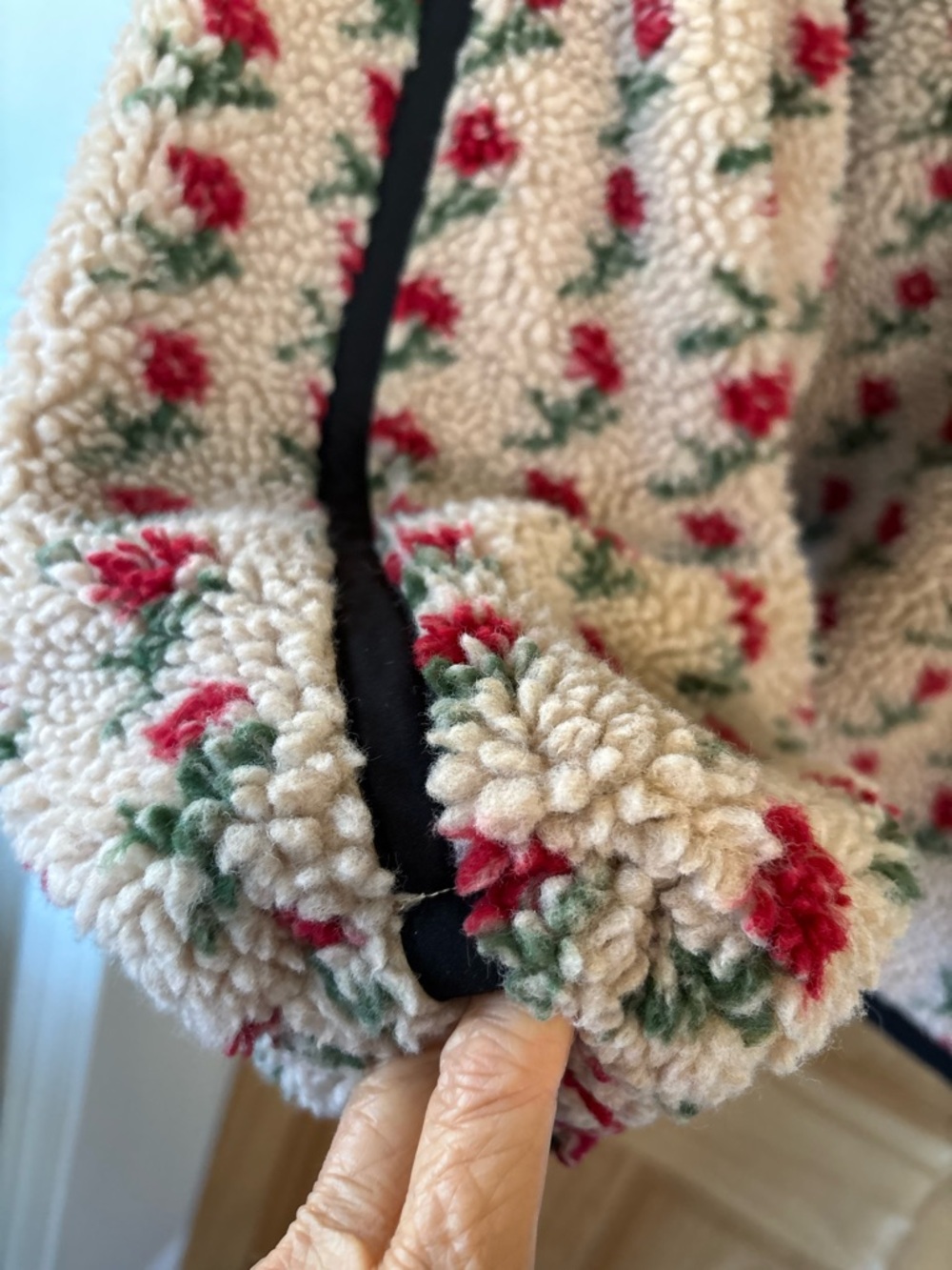 Cozy Teddy Plush Fleece, Oversized, PROMESA, Floral, Half-Zip Pullover, Fall S - Picture 8 of 16